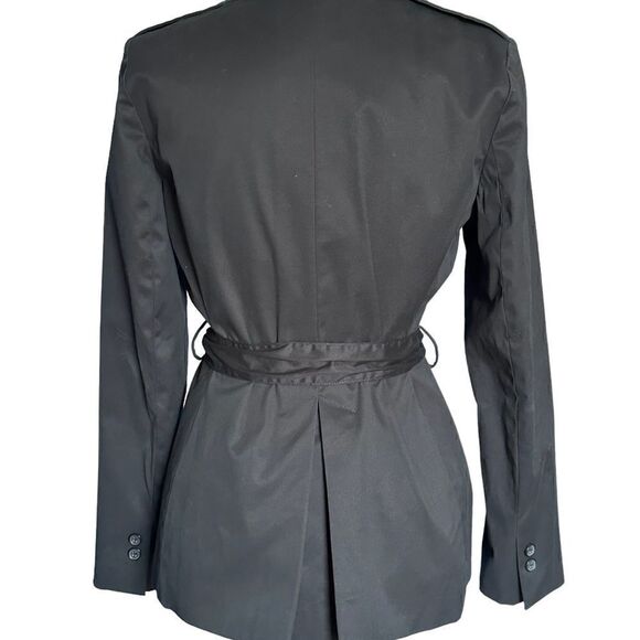 Brooks Brothers Black Double Breasted Belted Short Trench Coat | Size 2 - Picture 9 of 10